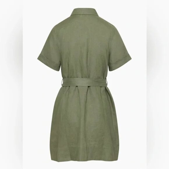 Aritzia Wilfred Eleta Linen Mini Dress Moss Green Size Small - Picture 3 of 8